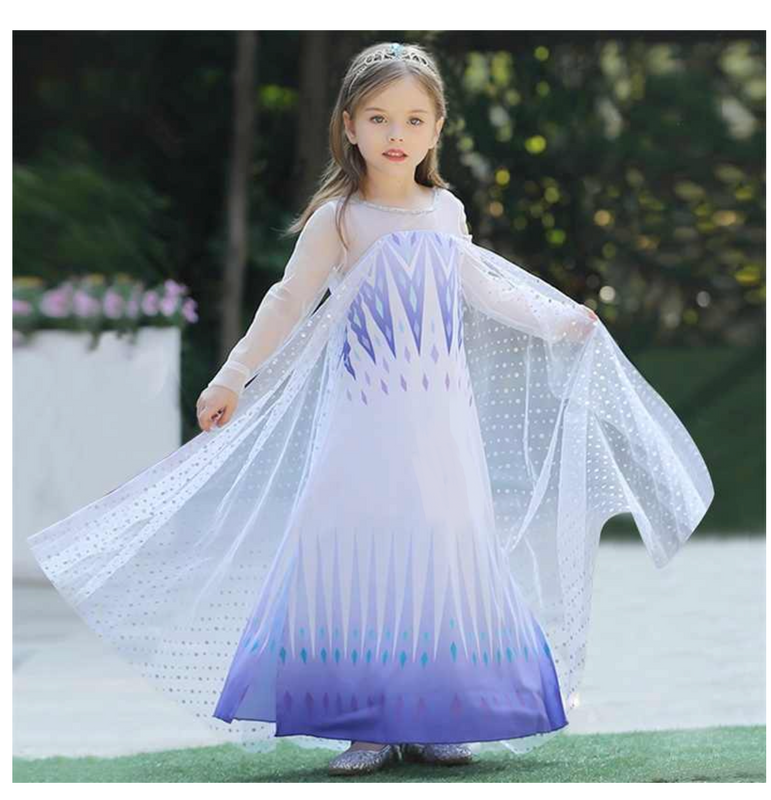 White-Purple Party Costume Princess Tunic Dress With Cape