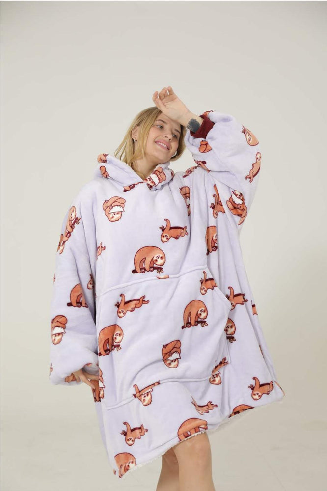 Large Sloth Oversized Blanket Hoodie