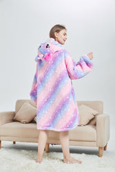 Large Galaxy Stripes Unicorn Oversized Blanket Hoodie