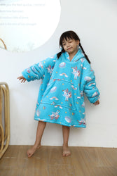 Small Blue Unicorn Oversized Blanket Hoodie