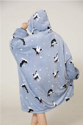 Large French Bulldog Yoga Lover Oversized Blanket Hoodie