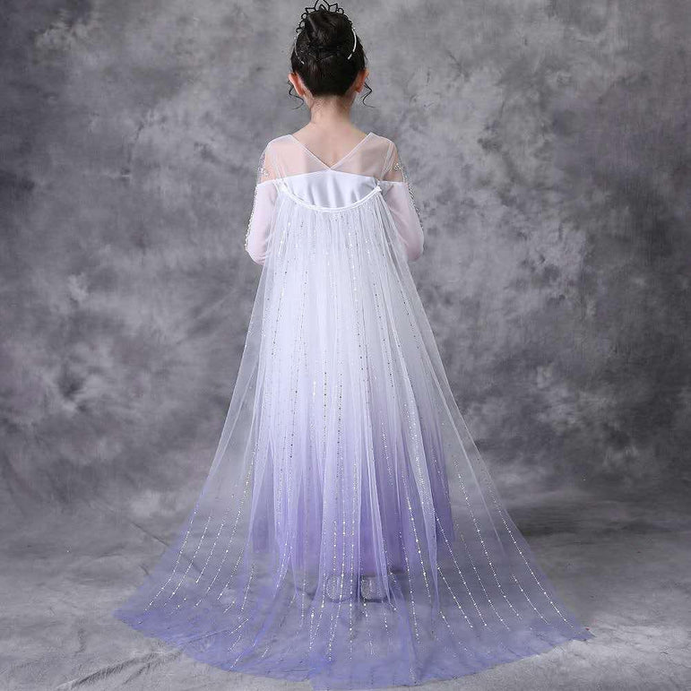 White-Purple Party Costume Princess Dress With Cape