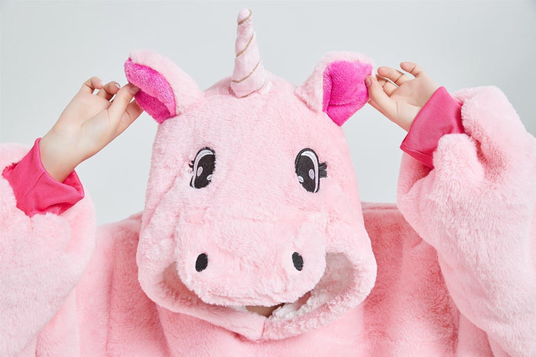 Large Pink Unicorn Oversized Blanket Hoodie