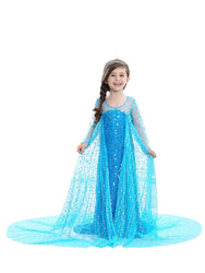 Blue Party Costume Princess Dress With Cape