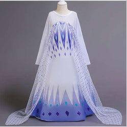 White-Purple Party Costume Princess Tunic Dress With Cape