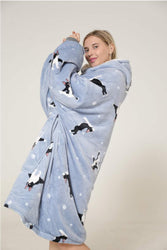 Large French Bulldog Yoga Lover Oversized Blanket Hoodie