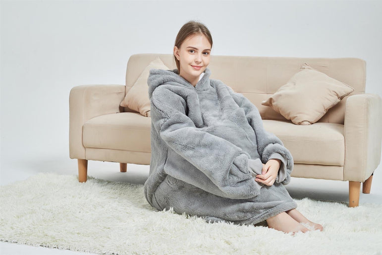 Large Grey Oversized Blanket Hoodie