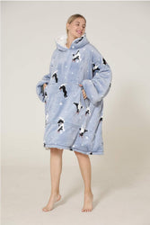 Large French Bulldog Yoga Lover Oversized Blanket Hoodie