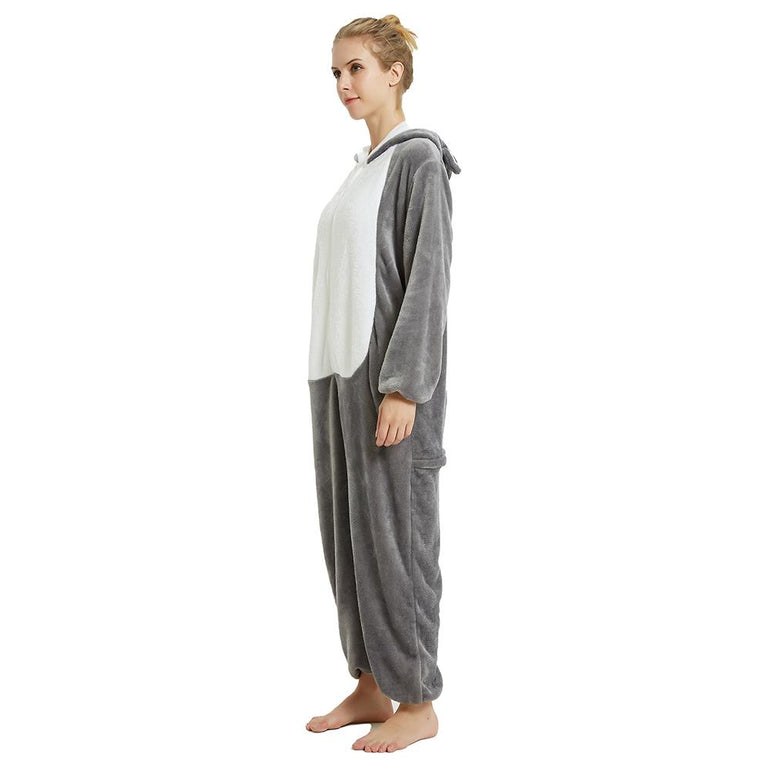 Grey Husky Dog Adult Onesie