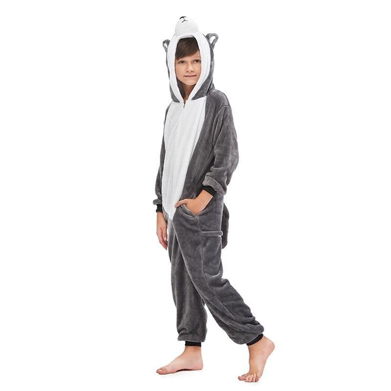 Grey Husky Dog Kids Onesie