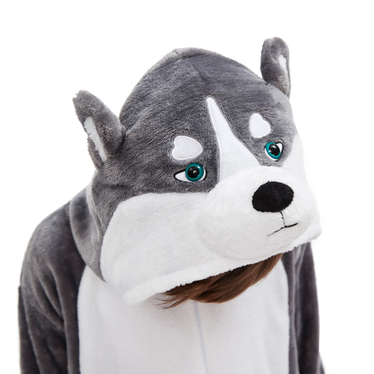 Grey Husky Dog Kids Onesie