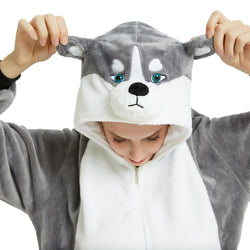 Grey Husky Dog Adult Onesie