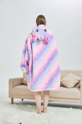 Large Galaxy Stripes Unicorn Oversized Blanket Hoodie