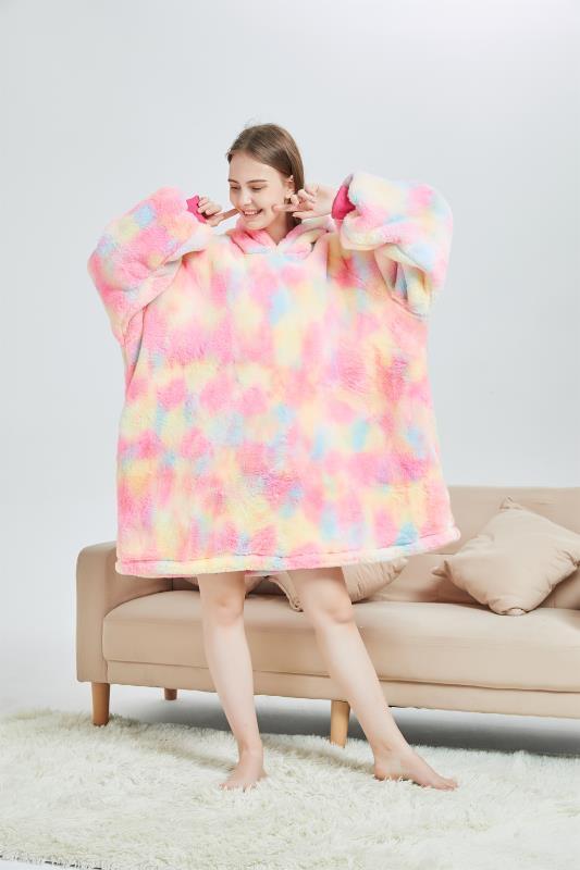 Large Pink Rainbow Unicorn Oversized Blanket Hoodie