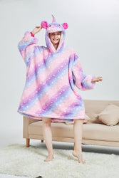 Large Galaxy Stripes Unicorn Oversized Blanket Hoodie