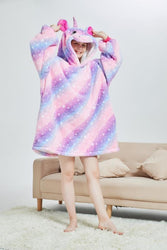 Large Galaxy Stripes Unicorn Oversized Blanket Hoodie