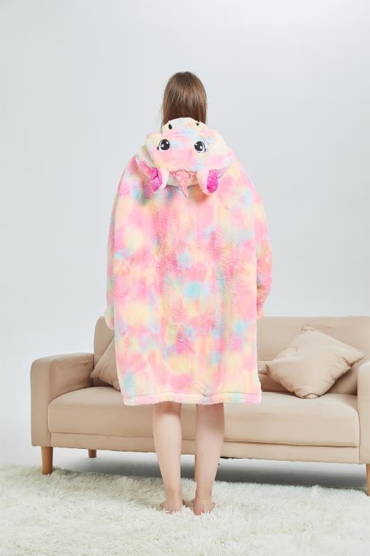 Large Pink Rainbow Unicorn Oversized Blanket Hoodie