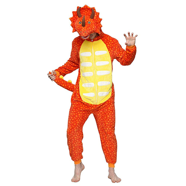 Orange Triceratops Adult Onesie