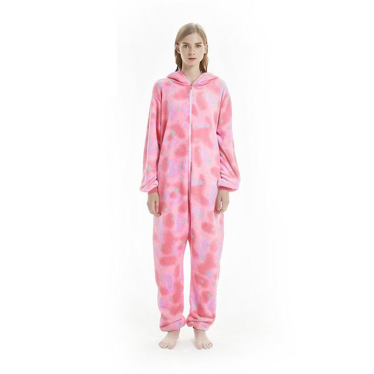 Pink Star Sleeping Unicorn Adult Onesie