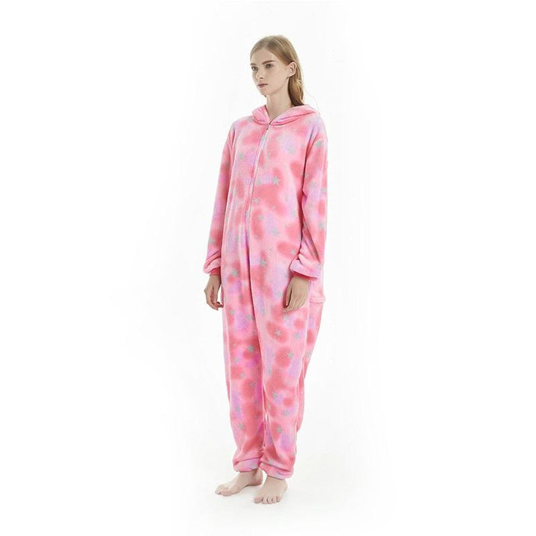 Pink Star Sleeping Unicorn Adult Onesie