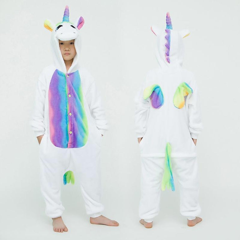 White Unicorn With Rainbow Wings Kids Onesie