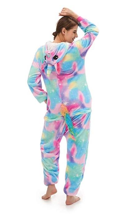 Rainbow Unicorn with Sparkling Stars Adult Onesie