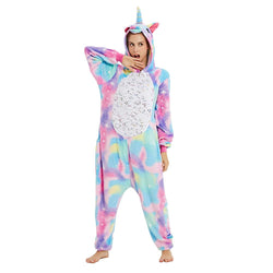 Rainbow Unicorn with Sparkling Stars Adult Onesie