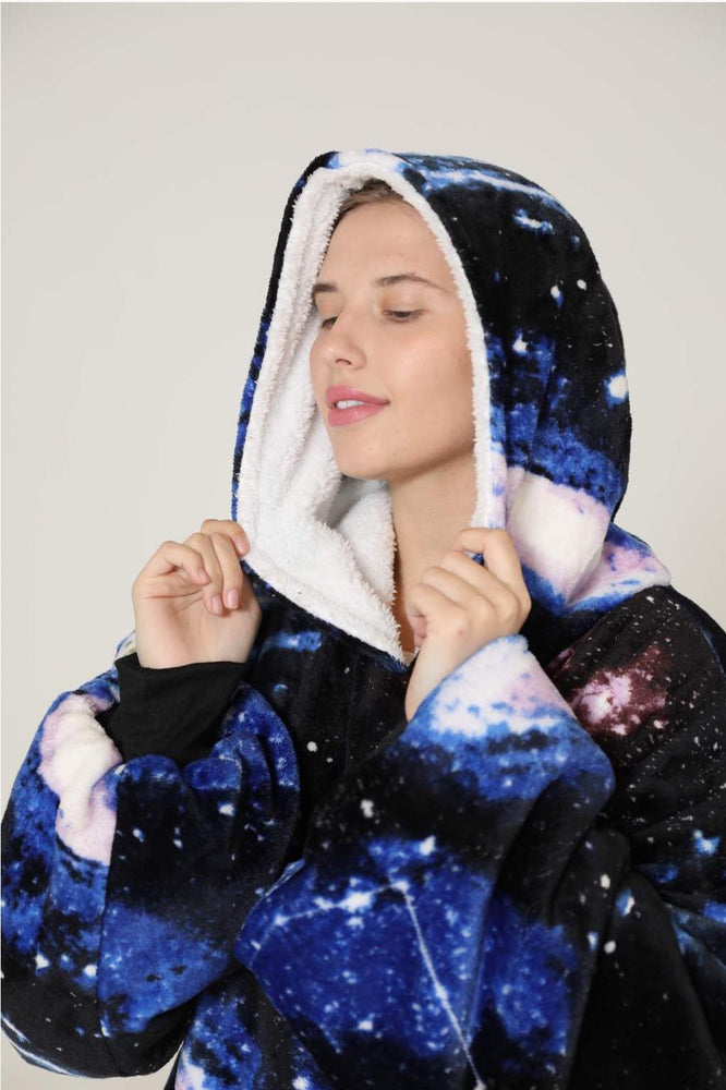 Large Dark Galaxy Oversized Blanket Hoodie