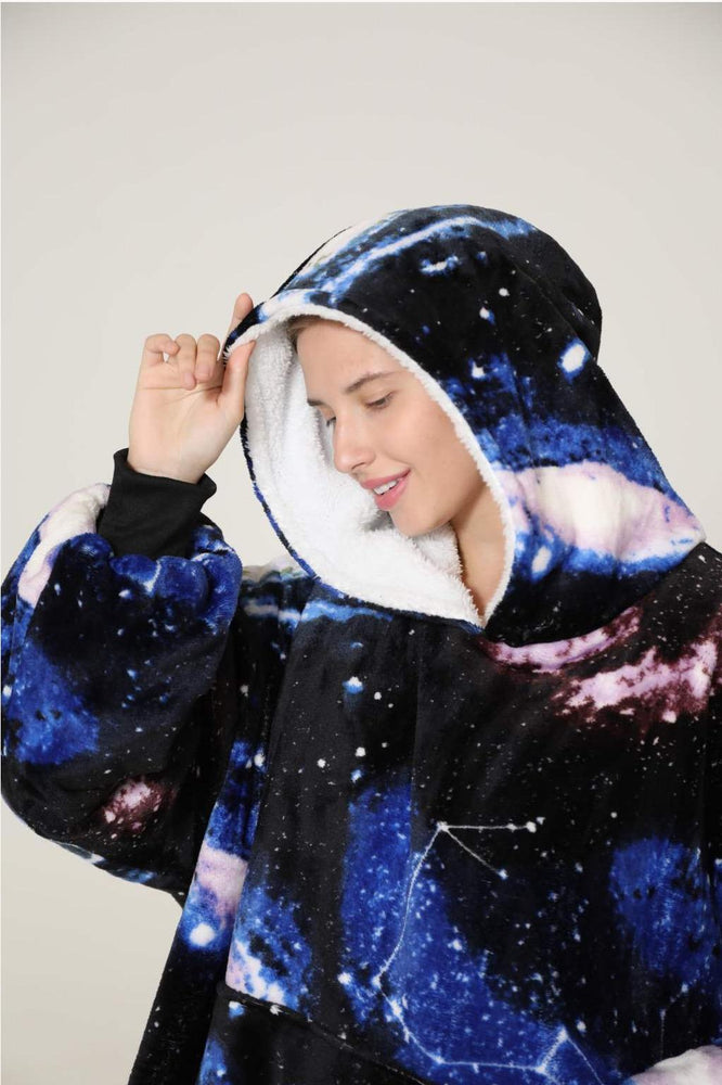 Large Dark Galaxy Oversized Blanket Hoodie