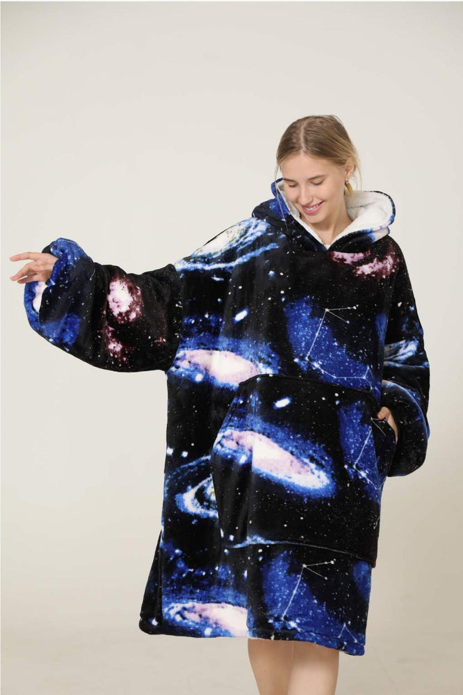 Large Dark Galaxy Oversized Blanket Hoodie